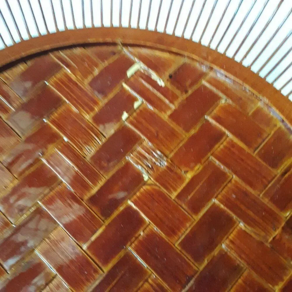 Vintage RARE Asian Brown Basket Food Storage 10in